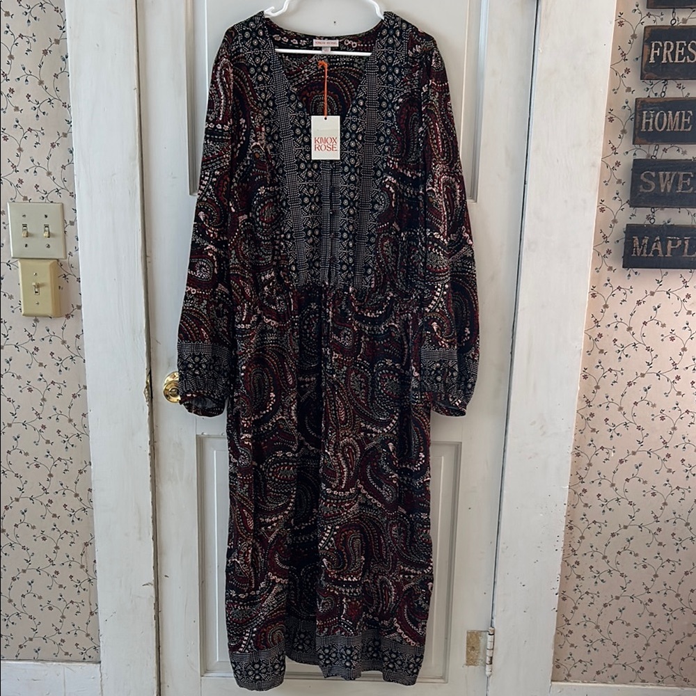 Knox Rose Blue Long Sleeve Bishop Dress